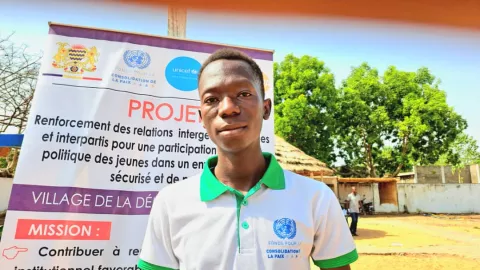 Franc, 20, a young volunteer with the peace-building project. 