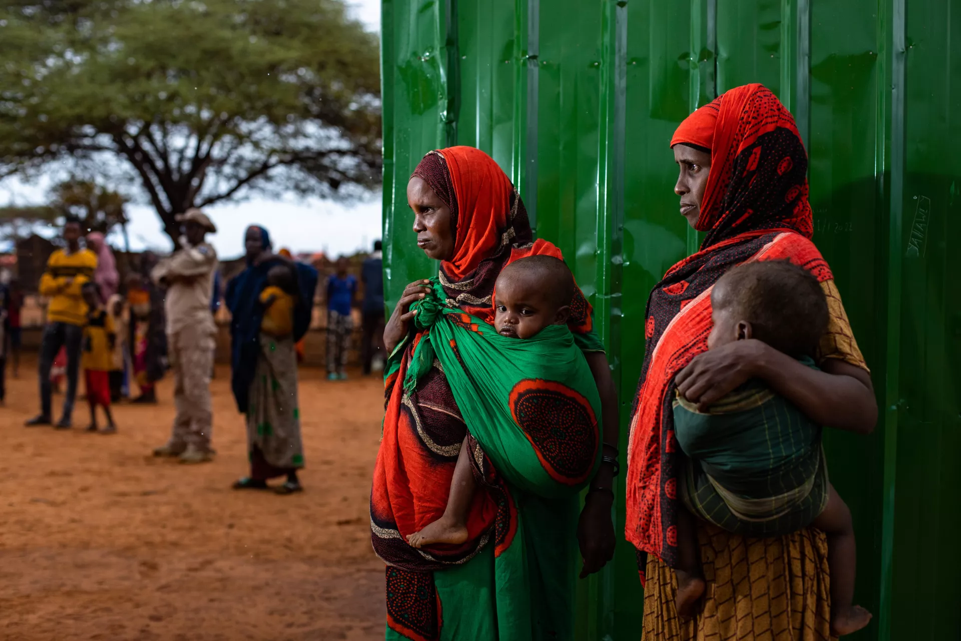 Mothers and their children at an IDP camp in Dollow, Somalia