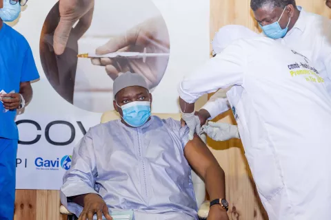 Gambian President takes first shot of COVID-19 vaccine