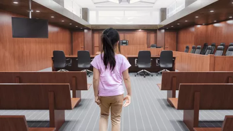Child in courtroom alone