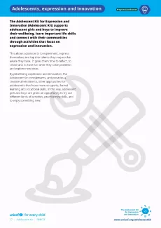 Guide: Adolescents, expression and innovation | UNICEF Adolescent Kit ...
