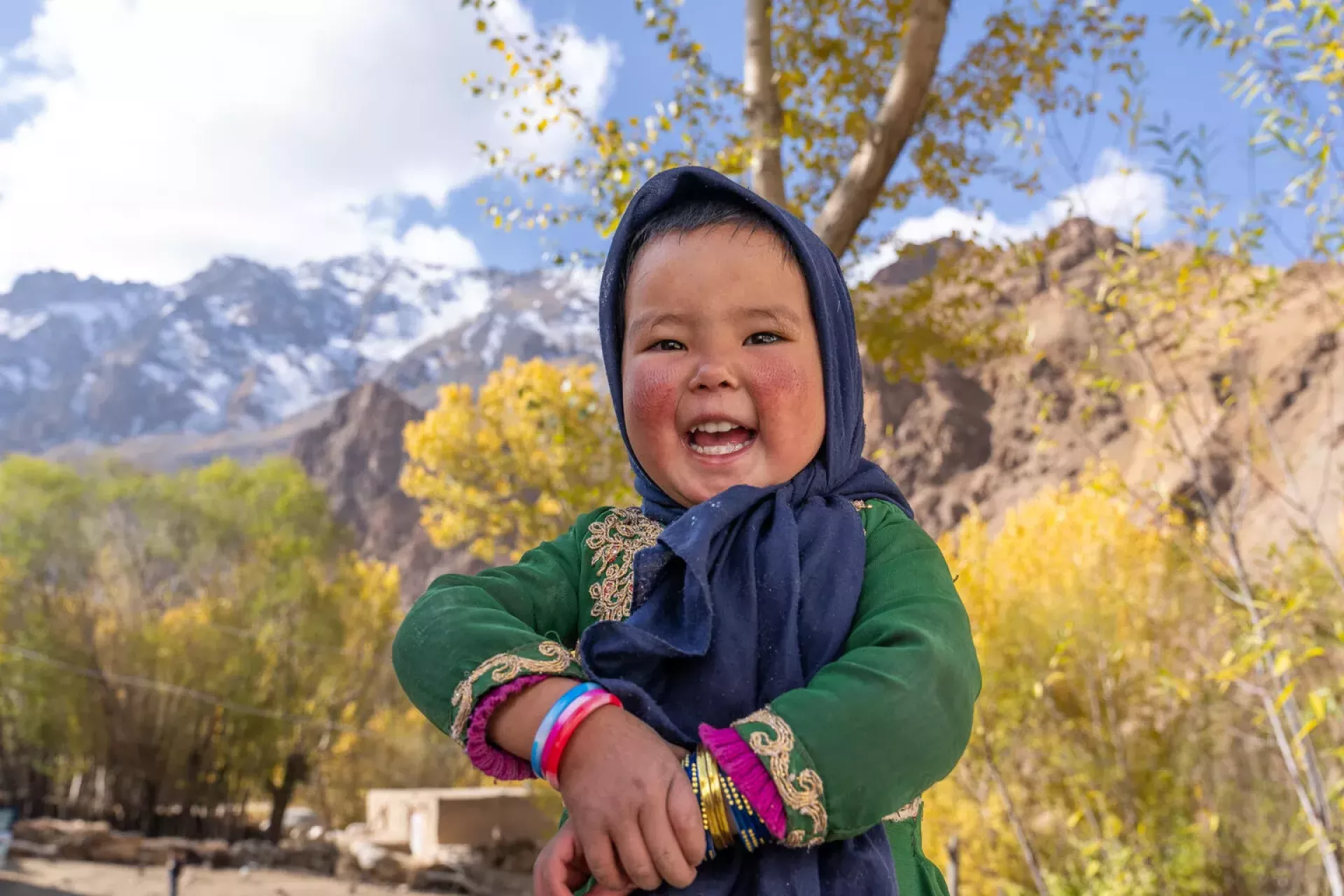 3-year-old Mashkat has just had her mid-upper arm circumference measured to screen her for signs of malnutrition at a UNICEF-supported health facility in Ahangaran village, Bamyan province, central Afghanistan.