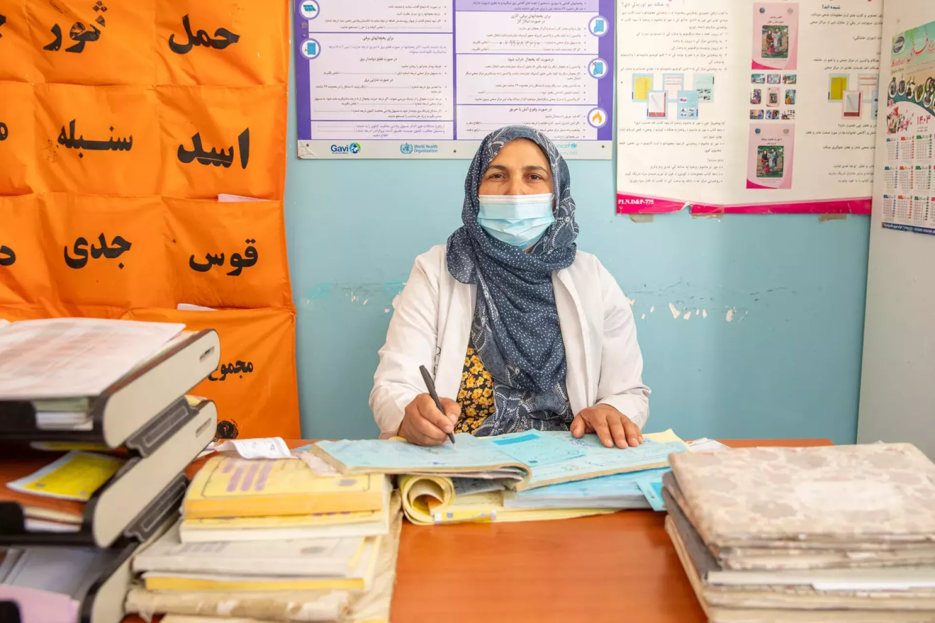 Karima has been working as fixed vaccinator at Rawashan health facility in Injil district of western Herat province. On average, she is vaccinating 50-55 children on daily basis.