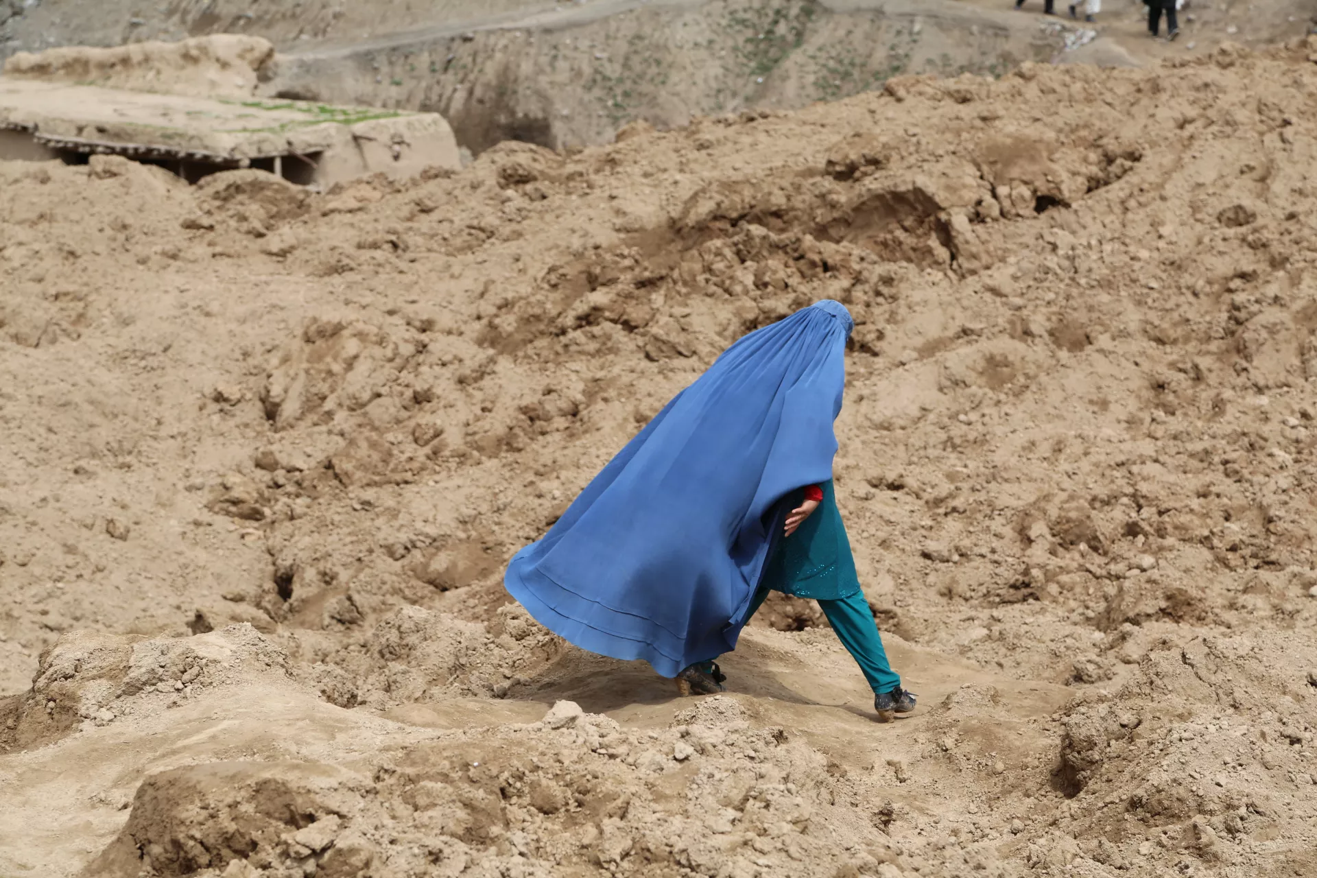 A young woman in blue