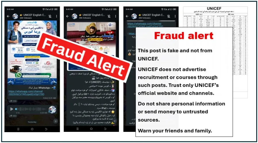 Scam Alert: Fake UNICEF Posts Circulating
