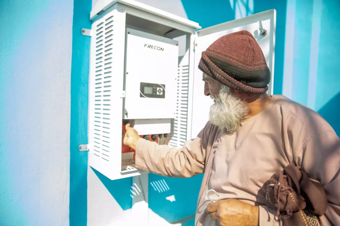 On 10 February 2025, 65-year-old Ghawsuddin checking the newly completed water supply system in Loy Kariz village in Farah province, western Afghanistan.