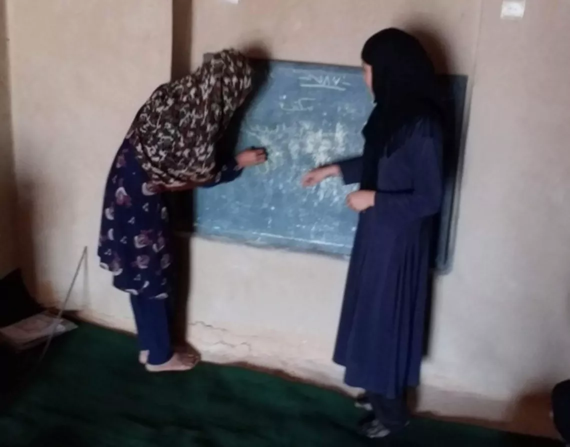 Farzana, 17, attends accelerated learning center (ALC), at That-e-Joy Village, Dara Suf Bala District, Samangan Provinces 