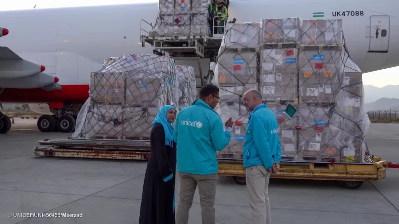 UNICEF earthquake relief supplies