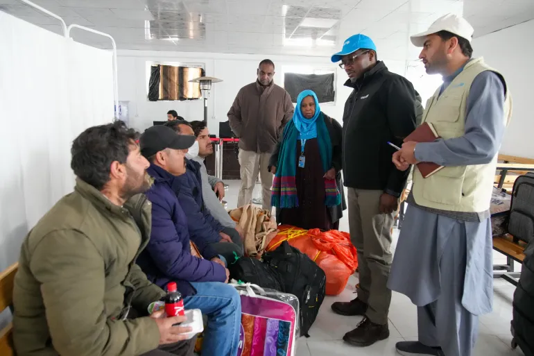 Newly returned Afghans at the Islam Qala border crossing walk towards a UNICEF tent set up for temporaroy shelter.  On 10 March 2026, UNICEF&rsquo;s representative in Afghanistan, Dr. Tajudeen Oyewale, briefed the press corps at the Palais des Nations in Geneva on the impact of escalating conflict in the Middle East and the immediate risks facing Afghan children returning from Iran, who face uncertainty and rising humanitarian needs.
