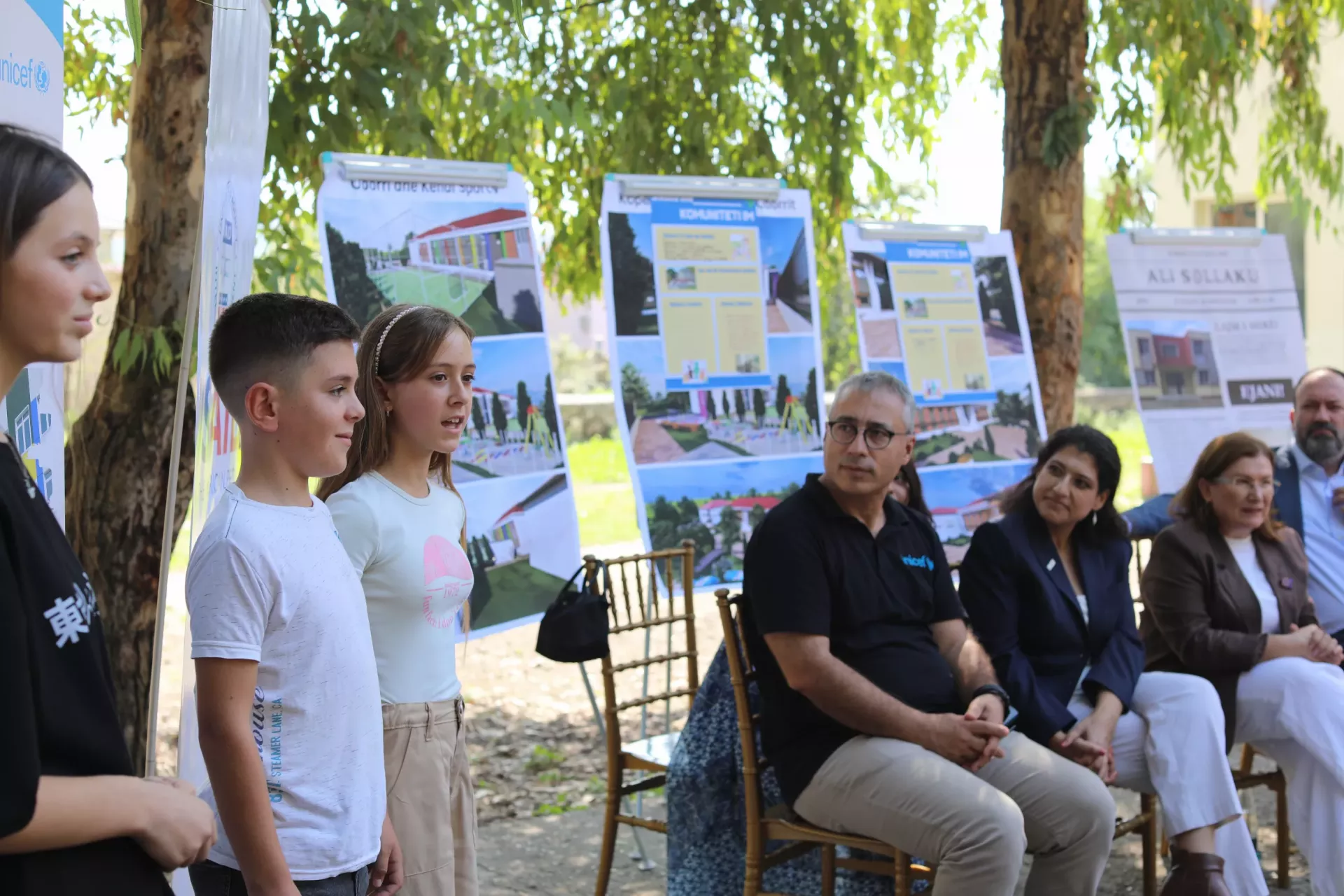 Children presenting their requests in from of decisionmakers