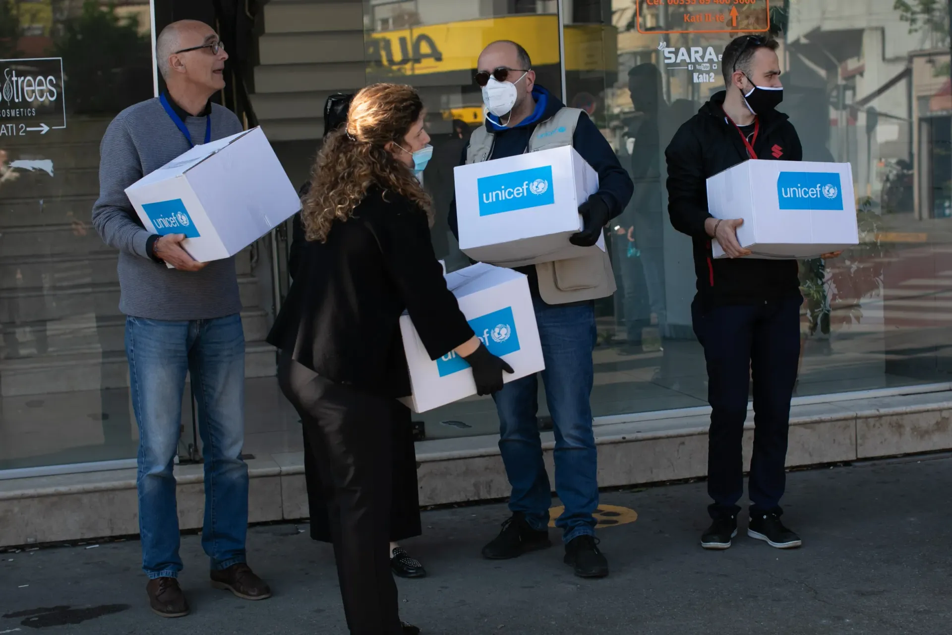 Unicef and partners distributing supplies