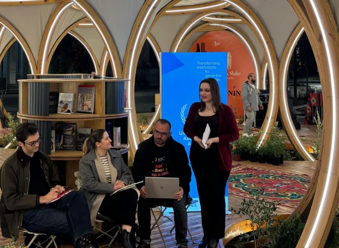 Ema Me&ccedil;aj, Senior Member of UNICEF Albania AAB speaking