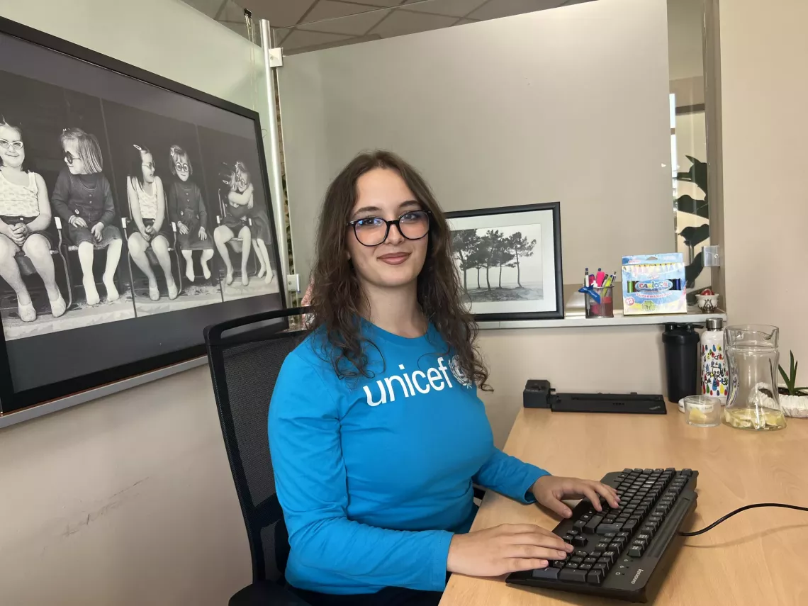 UNICEF Albania volunteer at the UNICEF offices