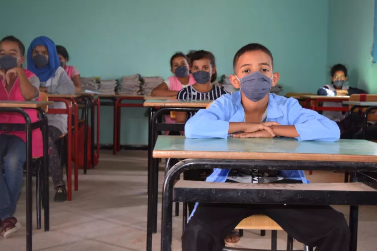 A boy sits in a classroom (Sahraoui camps) ALGERIA
