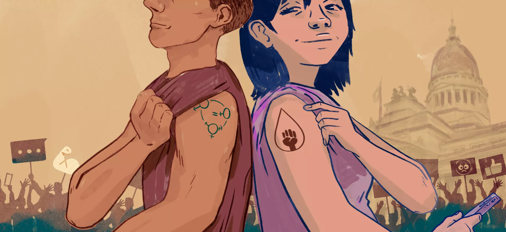 Ilustraci&oacute;n de dos j&oacute;venes 