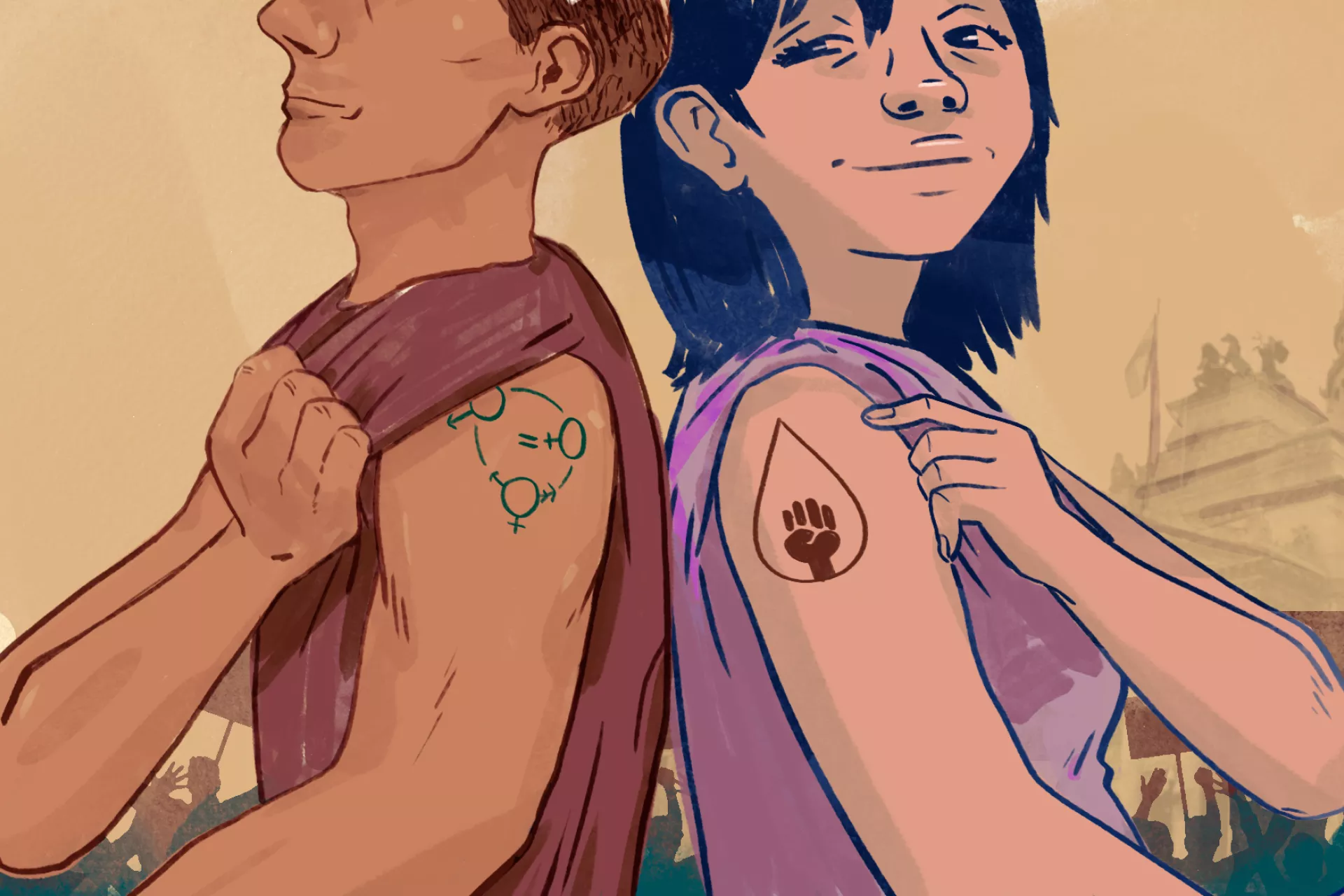 Ilustraci&oacute;n de dos j&oacute;venes 
