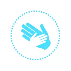 icon_ a children's hand on the grown up hand 