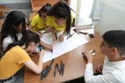 Students and teachers from Yeghegnadzor unveil their project to combat climate change.