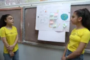 Students and teachers from Yeghegnadzor unveil their project to combat climate change.