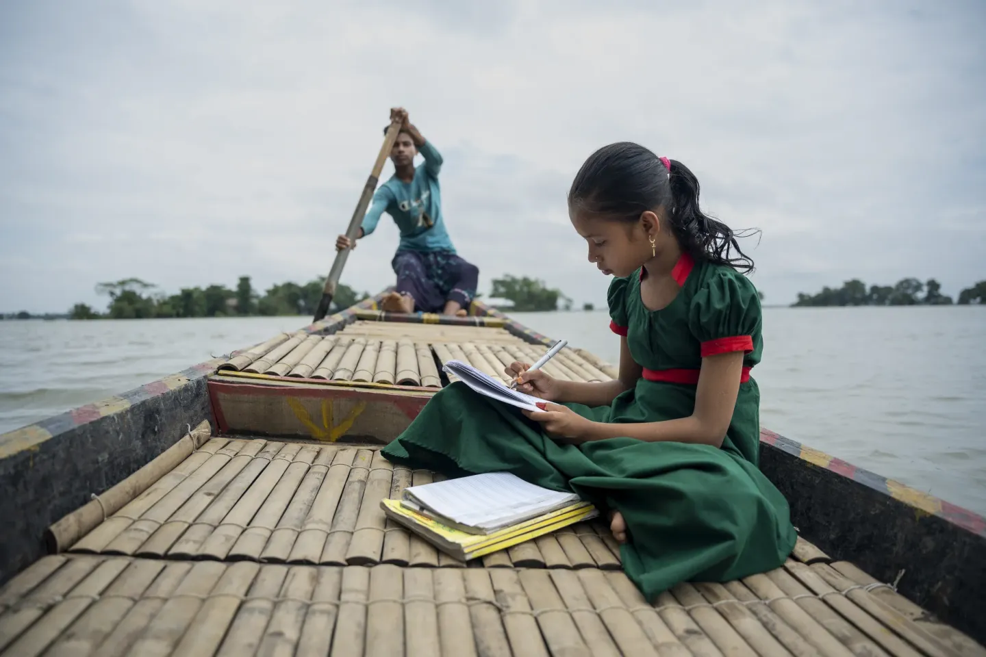 A child overcame flood-related disruptions.