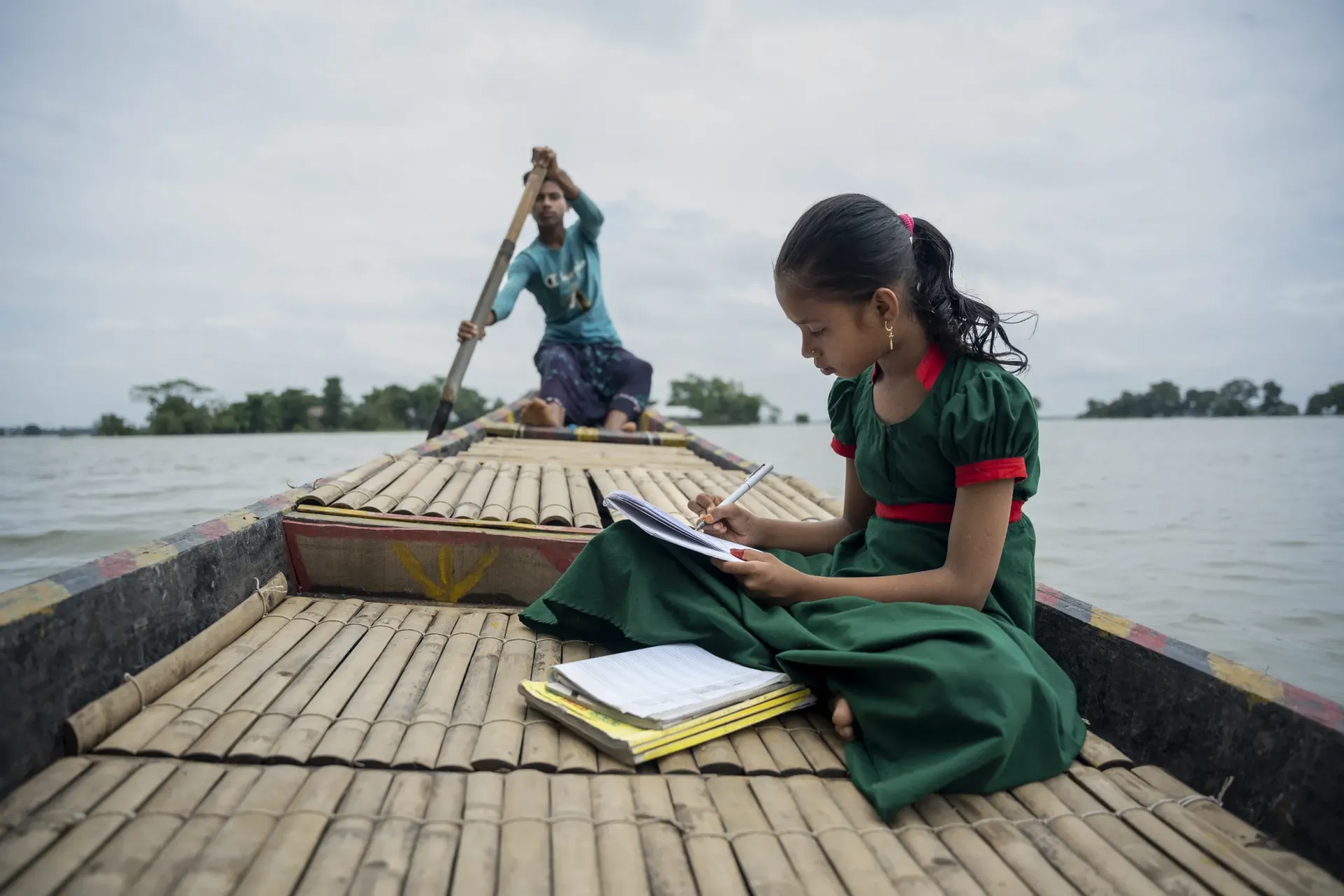 A child overcame flood-related disruptions.