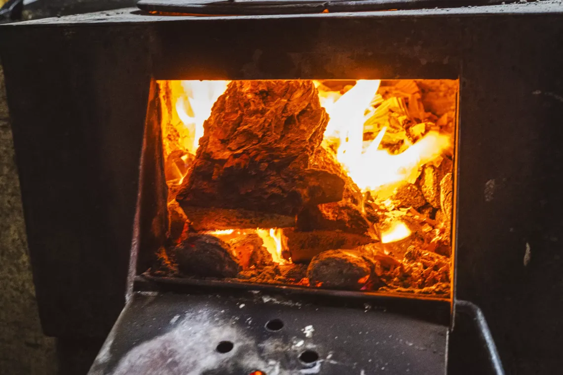 Coal being burned &ndash; it is the main source of heat in Mongolia, and a key source of dangerous air pollution.