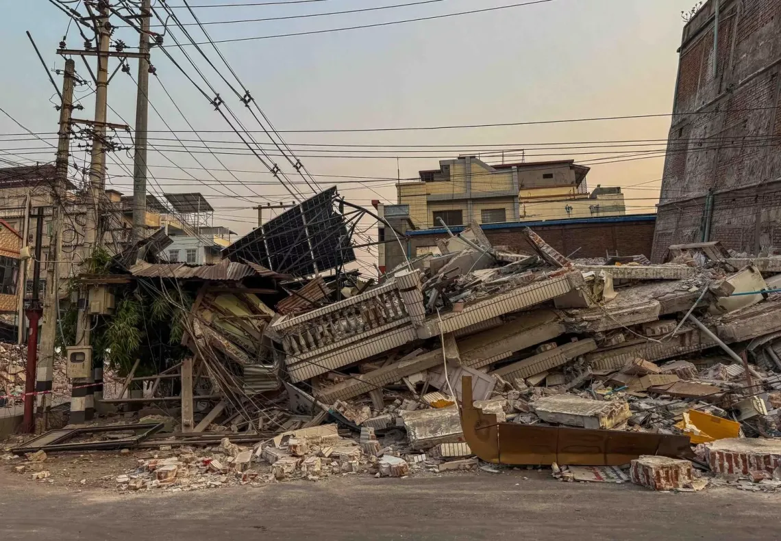 Damaged buildings in Mandalay are seen in the aftermath of the 7.7-magnitude earthquake that struck central Myanmar.