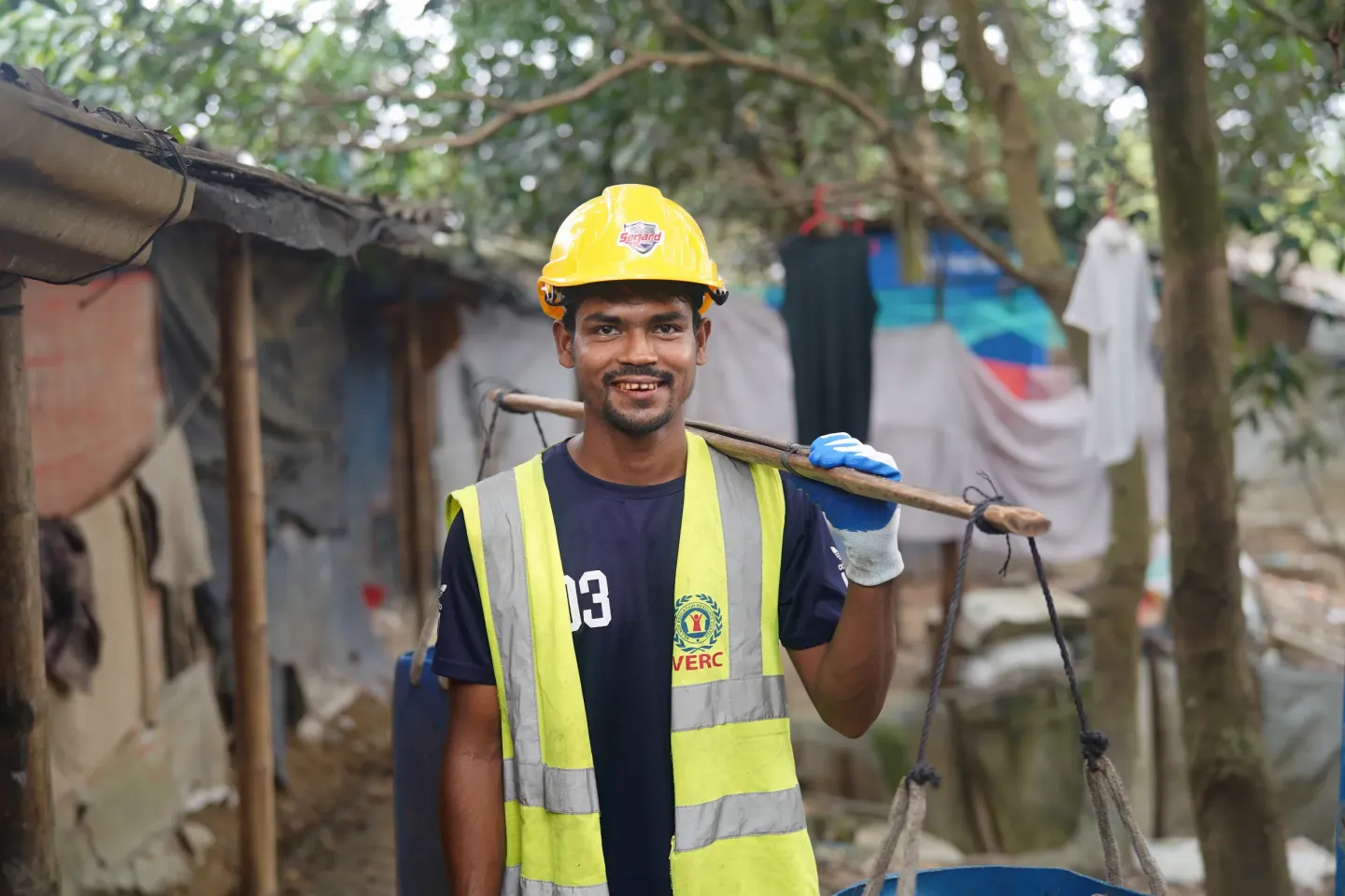 Kamal Hossain (26) serves as a solid waste volunteer in the Rohingya refugee camp in Cox&rsquo;s Bazar, Bangladesh.