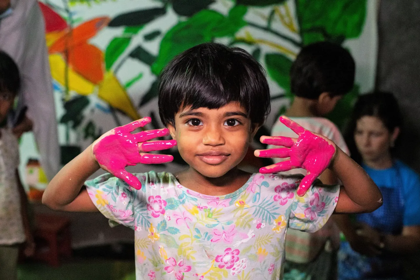 Maria, a bright-eyed 5-year-old, joins Meem and their friends to embark on a magical painting adventure guided by Linda. With tiny hands gripping a brush, Maria discovers the joy of artistic expression, exploring colors and shapes with wonder.