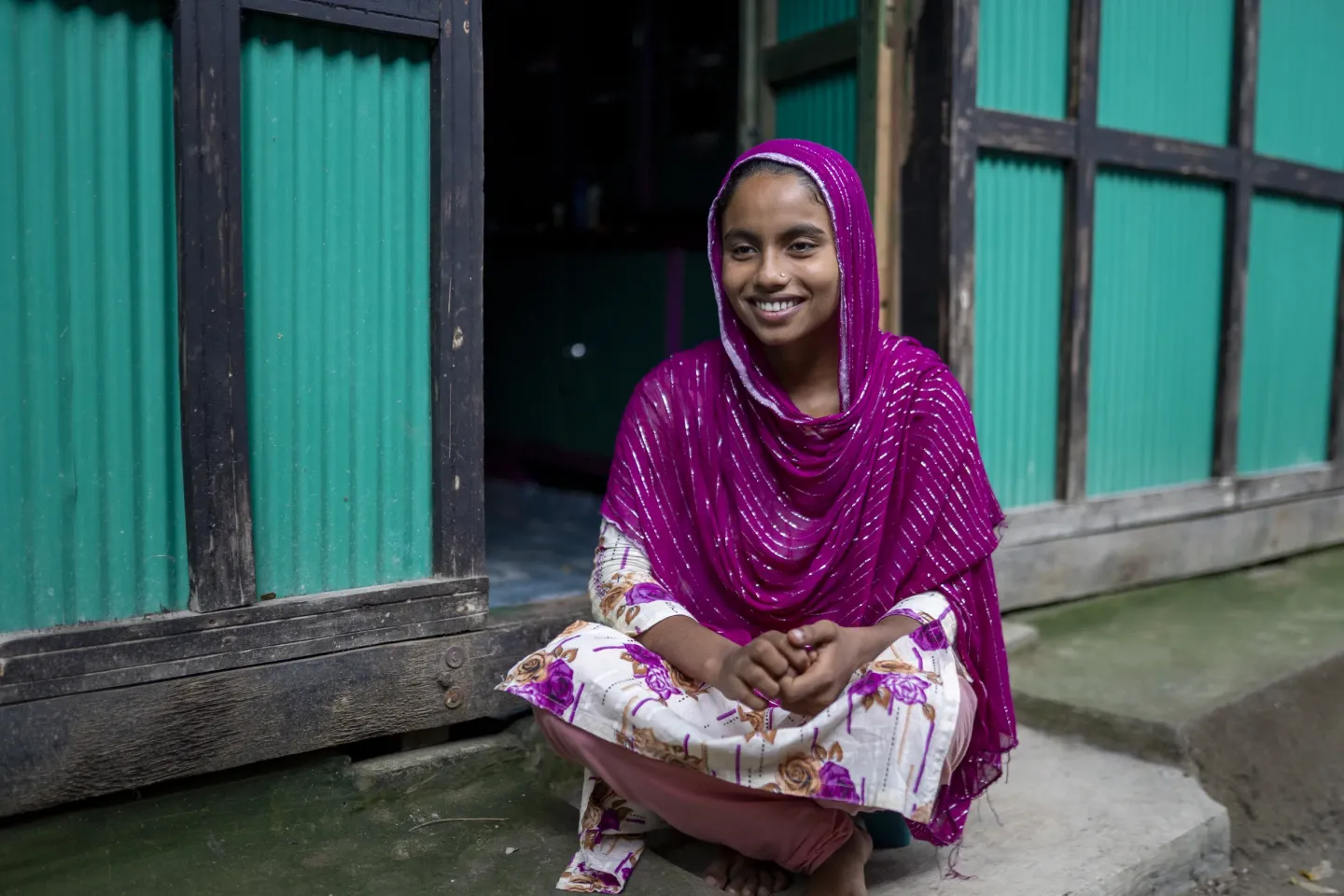 18-year-old Nasrin outside her maternal home in Comilla, Bangladesh. 