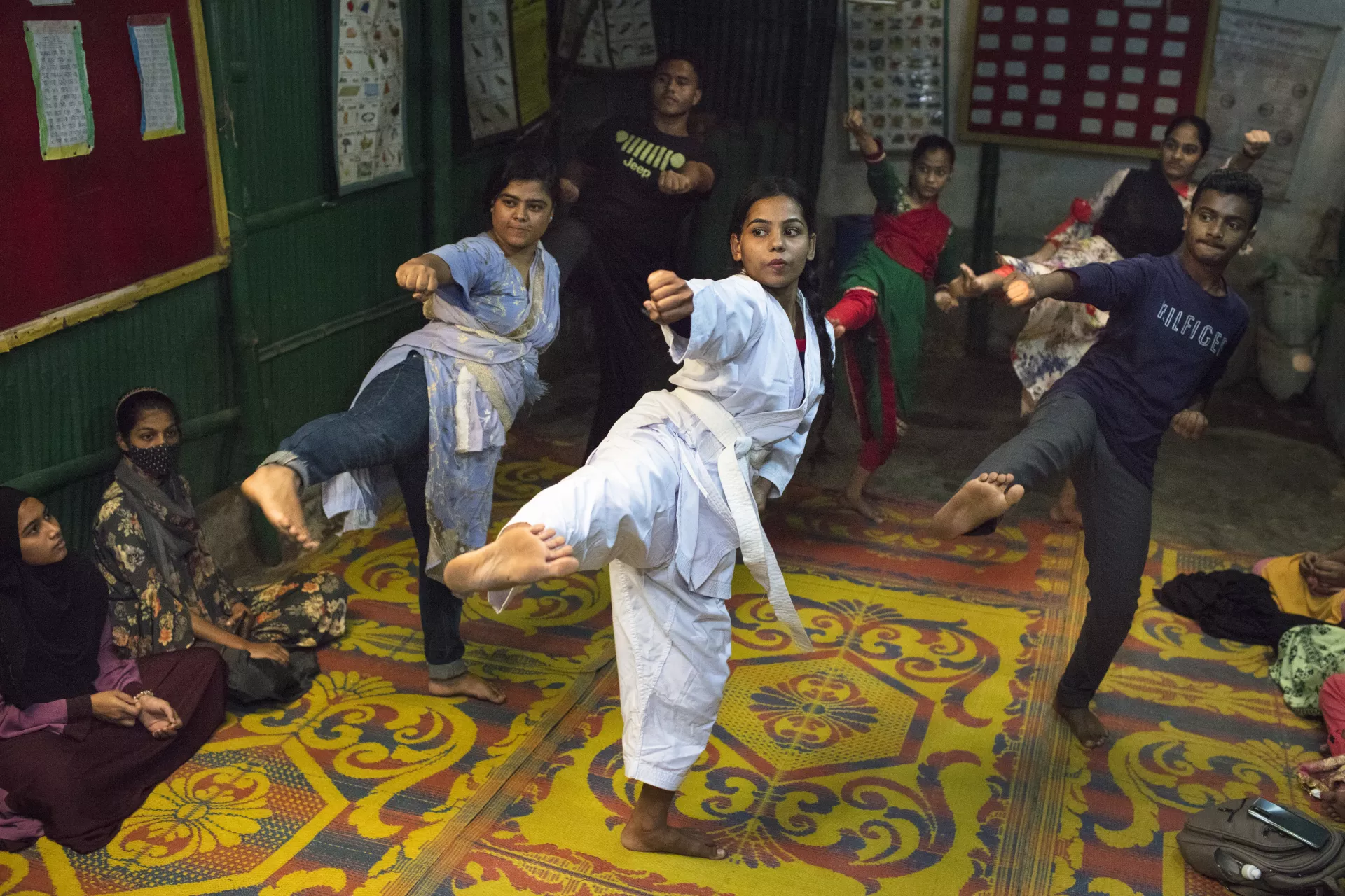 A girl doing karate 