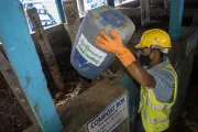 Kamal stores segregated biodegradable waste to be turned into compost.