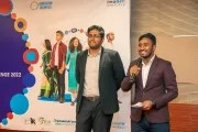 Team BD Highway Turbine presenting their idea at the National Pitching Event of the Generation Unlimited imaGen Ventures Youth Challenge.