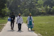 Vaccinators on their way to vaccinate children with the Typhoid Conjugate Vaccine (TCV) at a school in Khulna. ️