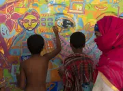 Rohingya children painted on the wall. Bangladesh