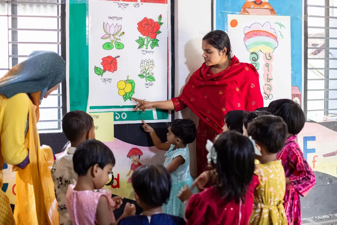 At the UNICEF-supported Surabari Day Care Center, learning begins with small moments, names, colours, and confidence.