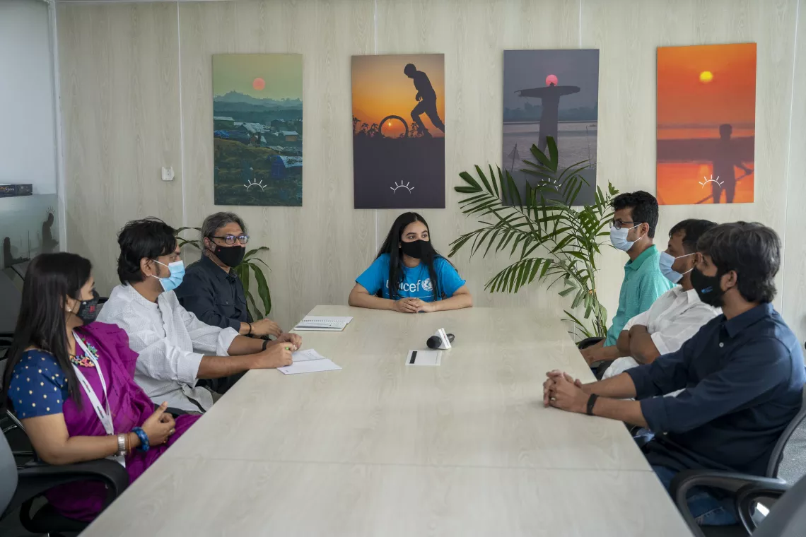 A girl in meeting
