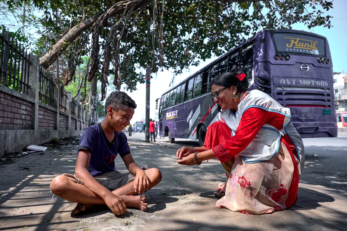 Makhsuda &ndash; a social worker at the hub &ndash; continues to keep in touch with Hasib and his family. With her support, Hasib started going to school again.  