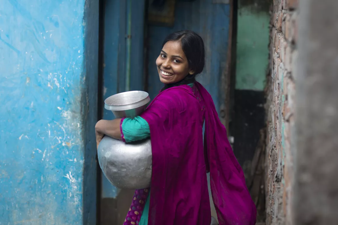 A girl smiling 