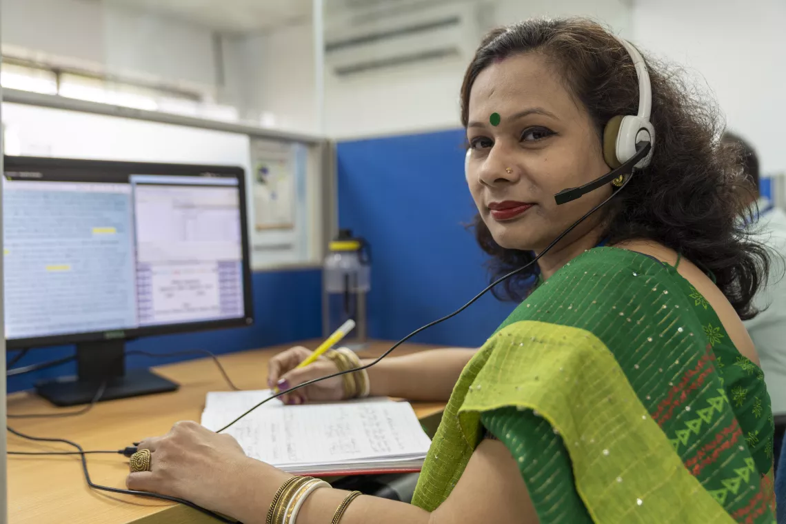 A women at the help center 
