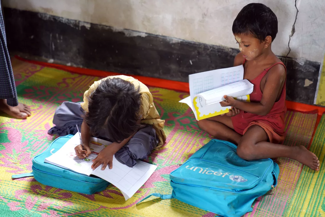 A learning centre for Rohingya children.