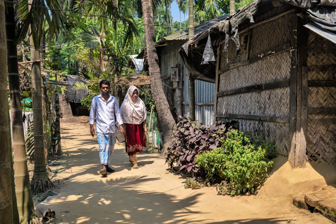 Tahmina with her father in her village in Ukhiya, Cox's Bazar. 