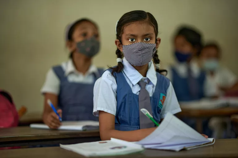 A girl in school
