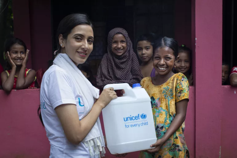 UNICEF Bangladesh National Ambassador Bidya Sinha Mim is visiting Sylhet this week to meet children whose lives were upended by floods that wreaked havoc in north-eastern Bangladesh in May and June this year.
