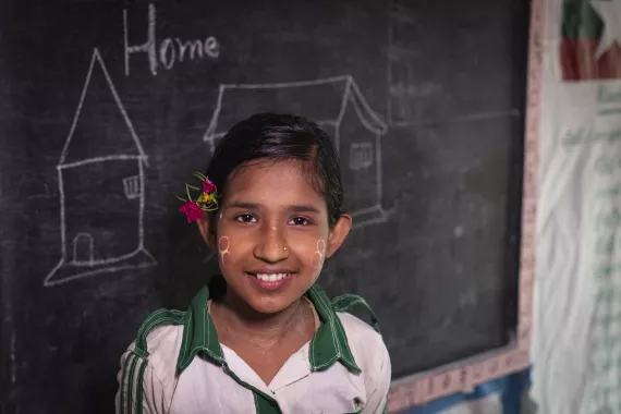 Nur, 11, a Rohingya girl living in Cox&rsquo;s Bazar, Bangladesh.