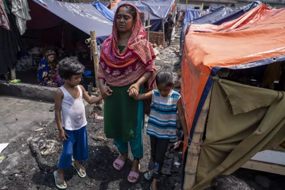 Like hundreds of other families, Soheda and her family have been living in makeshift tent houses after the fire completely destroyed their homes, reducing all their belongings to rubble.