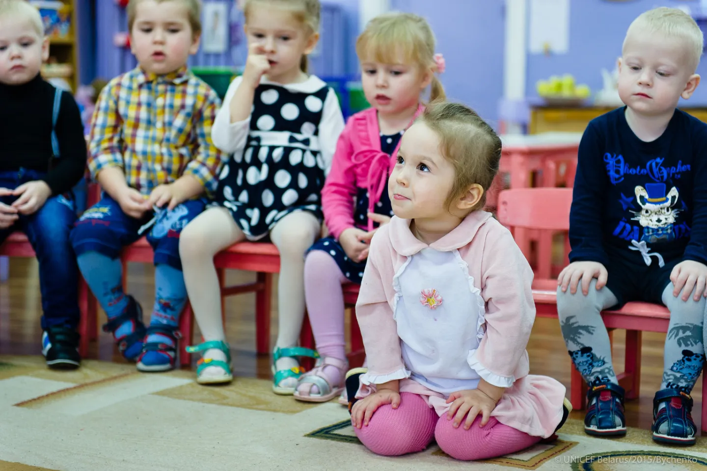 A group of pre-school children in a kindergarten 