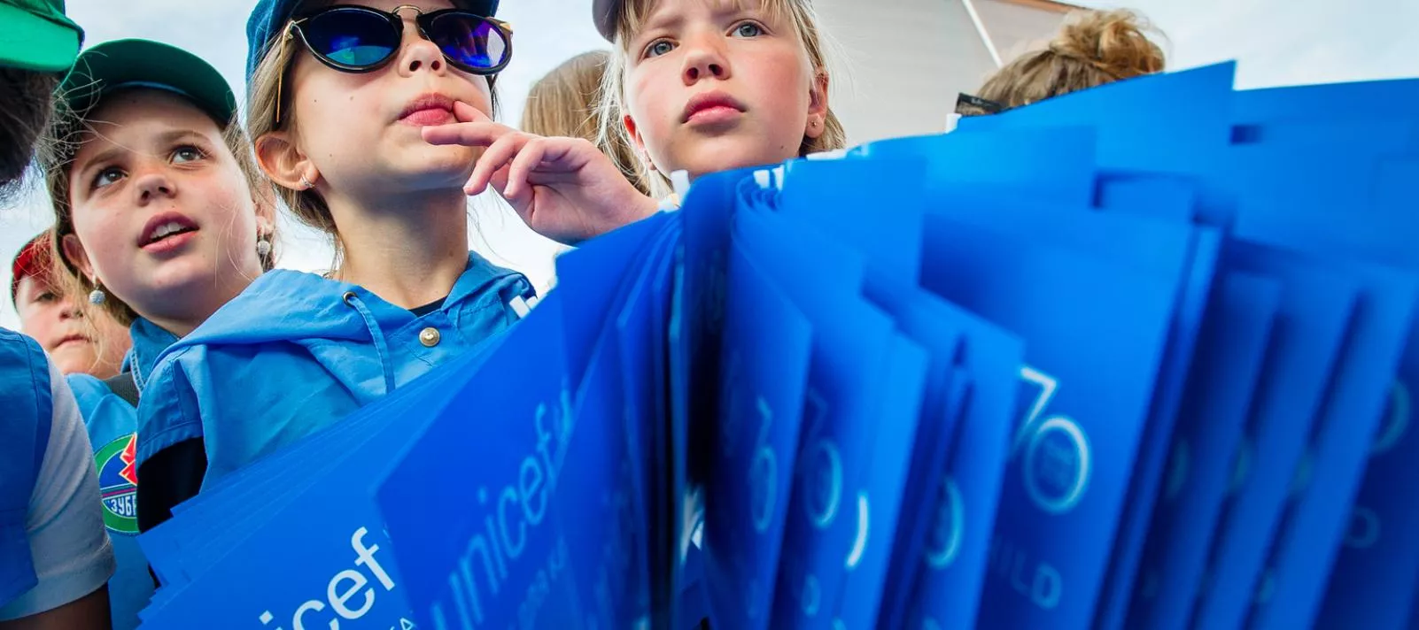 Children with UNICEF flags