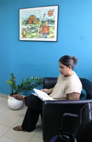 woman seated in chair