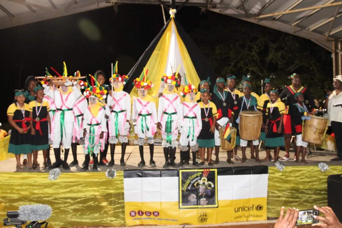 First place at the 2018 Junior Jonkunnu competition went to Holy Ghost Primary School from Dangriga
